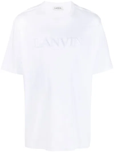 Shop Lanvin Men's White Logo-appliqué Cotton T-shirt From Ss24 Collection