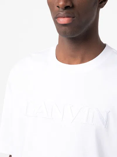 Shop Lanvin Men's White Logo-appliqué Cotton T-shirt From Ss24 Collection