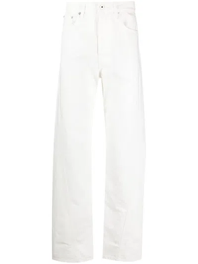 Shop Lanvin Optical White Cotton Denim Twist Detailing Men's Jeans