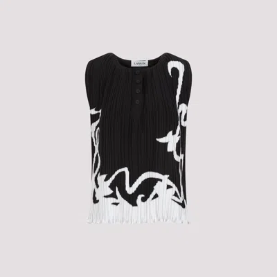 Shop Lanvin Sleeveless Pleated Top For Women In Black
