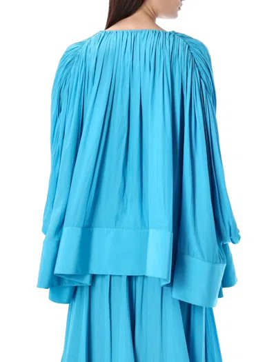 Shop Lanvin Turquoise Draped Oversized Shirt For Women