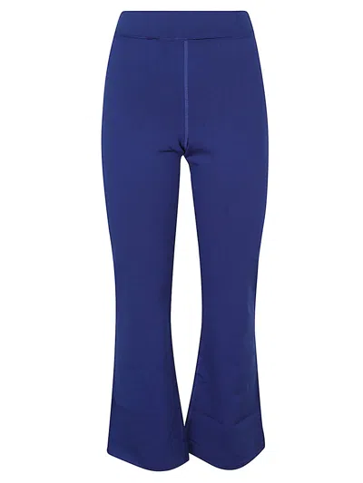 Shop Liviana Conti Blue Flared Cropped Trousers With Visible Stitching For Women In Navy