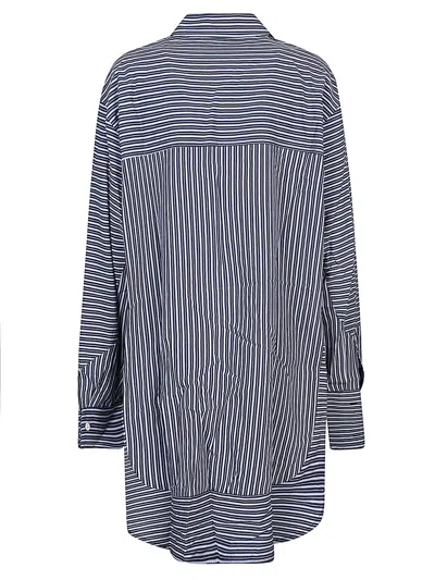 Shop Liviana Conti Blue Oversized Striped Shirt For Women In Navy