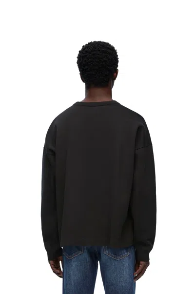 Shop Loewe Cotton Blend Crewneck Sweater For Men In Black