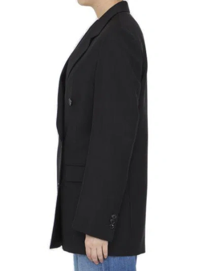 Shop Loewe Double-breasted Black Jacket In Wool And Mohair Blend For Women