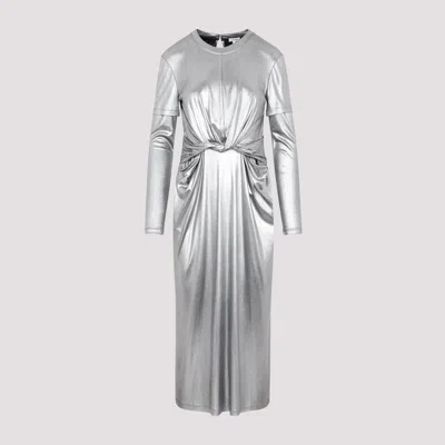 Shop Loewe Draped Dress In Silver