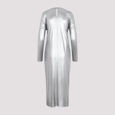 Shop Loewe Draped Dress In Silver