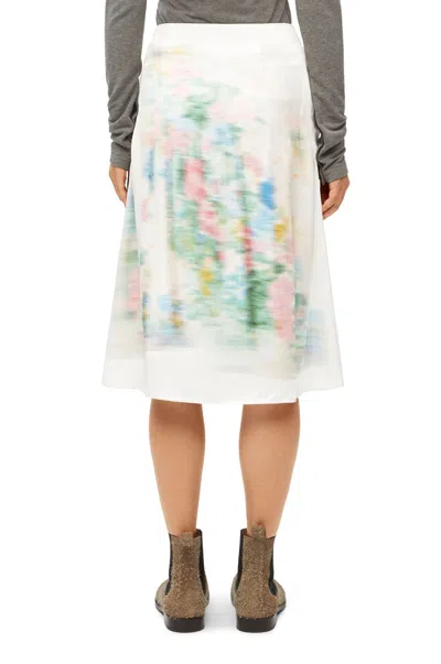Shop Loewe Feminine Silk-blend Skirt In Crisp White For Women