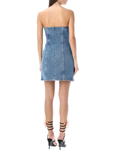 Shop Magda Butrym Blue Denim Bustier Mini Dress For Women