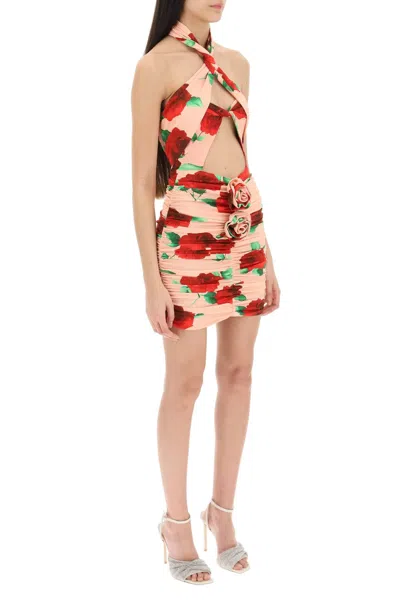 Shop Magda Butrym Floral Twisted Cutout Mini Dress For Women In Multicolor