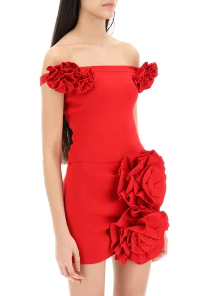 Shop Magda Butrym Off-the-shoulder Floral Top For Women In Red
