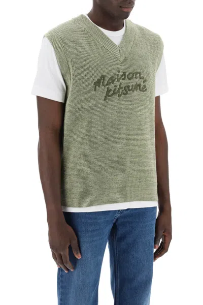 Shop Maison Kitsuné Kakhigreen Oversize Cotton Vest For Men