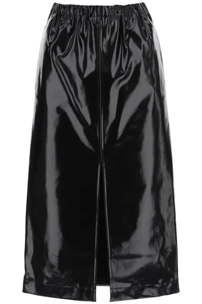 Shop Maison Margiela Black Elastic Skirt With Side Pockets And Slit Hem For 2024 Fw23