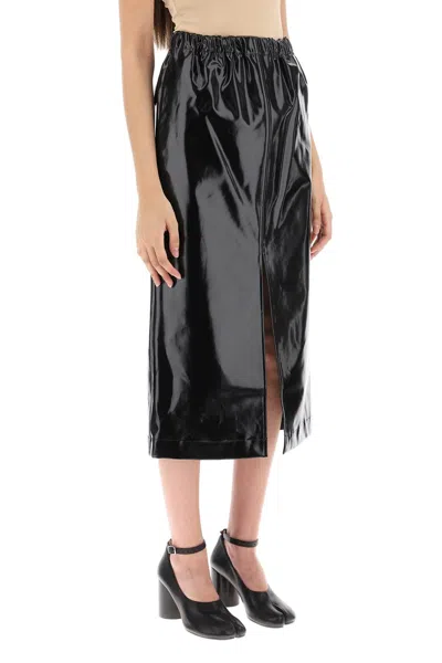 Shop Maison Margiela Black Elastic Skirt With Side Pockets And Slit Hem For 2024 Fw23