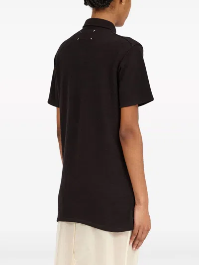 Shop Maison Margiela Brown Piqué Polo Shirt With Straight-point Collar And Short Sleeves