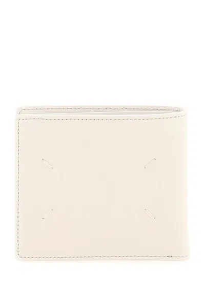Shop Maison Margiela Grained Leather Bi-fold Wallet For Men In White