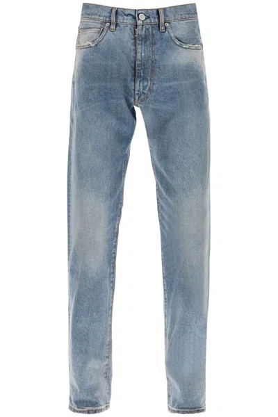 Shop Maison Margiela Light Blue Stone-washed Distressed Loose Fit Jeans