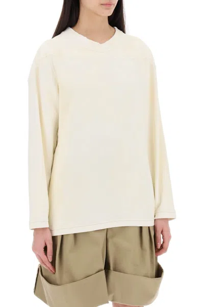 Shop Maison Margiela Women's Crewneck Sweatshirt With Distressed Numerical Logo In Grey