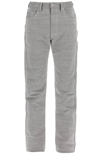 Shop Maison Margiela Grey Five-pocket Trousers In Melange Effect Canvas For Men