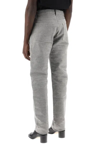 Shop Maison Margiela Grey Five-pocket Trousers In Melange Effect Canvas For Men