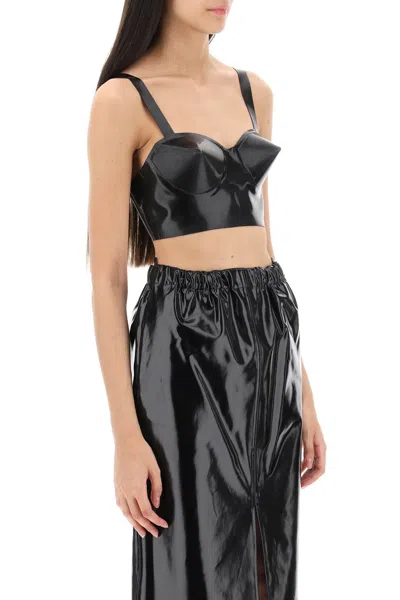 Shop Maison Margiela Latex Sleeveless Top With Edgy Bullet Cups In Black