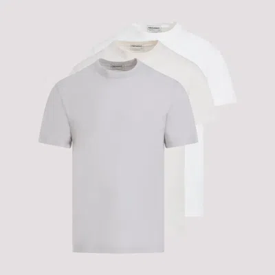 Shop Maison Margiela Set Of Three Solid Color Cotton T-shirts In Grey