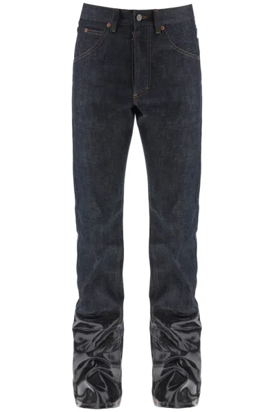 Shop Maison Margiela Straight Cut Men's Jeans | Solid Blue Denim Pants For Ss24