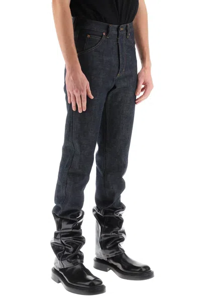 Shop Maison Margiela Straight Cut Men's Jeans | Solid Blue Denim Pants For Ss24