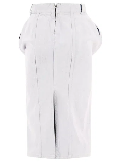 Shop Maison Margiela White Denim Gathered Skirt For Women