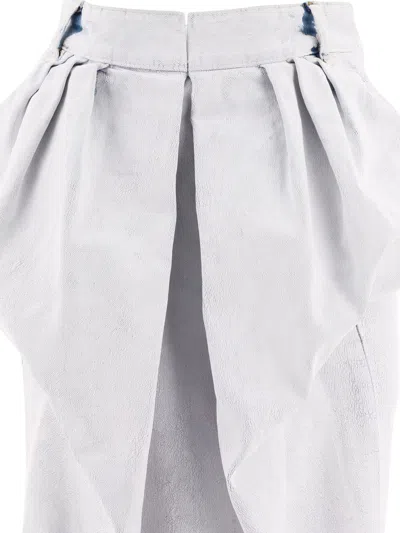 Shop Maison Margiela White Denim Gathered Skirt For Women