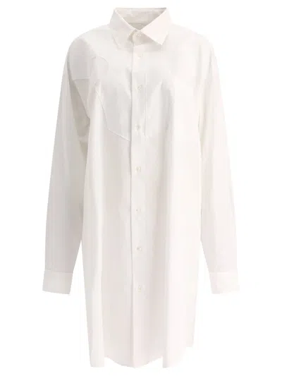 Shop Maison Margiela White Oversized Shirt Dress With Hand-stitched Details For Women