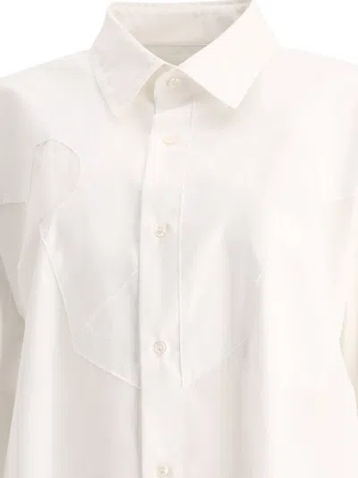 Shop Maison Margiela White Oversized Shirt Dress With Hand-stitched Details For Women