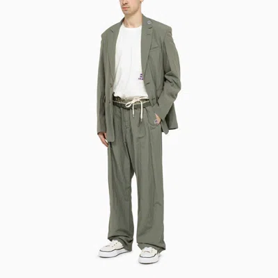 Miharayasuhiro Single-breasted Khaki Jacket In Technical Fabric In Orange