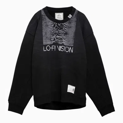 Shop Miharayasuhiro Men's Black Cotton Sweatshirt With Double Neckline