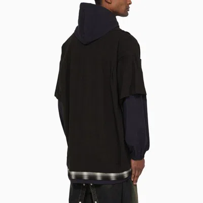 Shop Miharayasuhiro Men's Black Three-layer Hooded Shirt For Spring/summer 2024