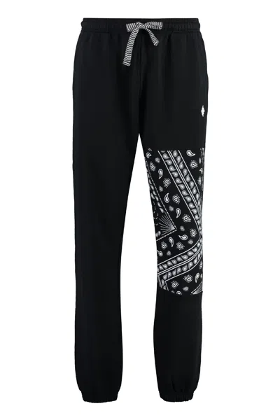 Shop Marcelo Burlon County Of Milan Men's Printed Sweatpants With Bandana Print And Elasticized Cuffs In Black