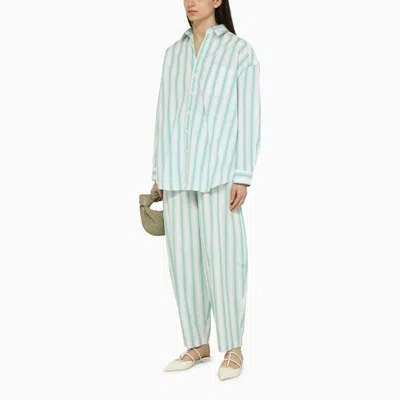 Shop Margaux Lonnberg Green Striped Cotton Shirt For Women