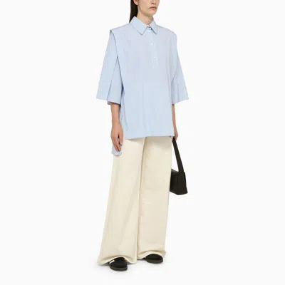 Shop Margaux Lonnberg Light Blue Striped Cotton Shirt For Women