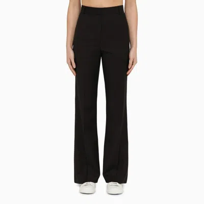Shop Margaux Lonnberg Navy Blue Wool Trousers For Women