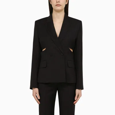 Shop Margaux Lonnberg Sophisticated Double-breasted Jacket In Classic Black In Blue