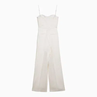 Shop Margaux Lonnberg White Wool-blend Jumpsuit With Cut-out Chest Top