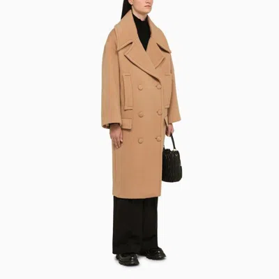 Shop Margaux Lonnberg Women's Camel Oversized Double-breasted Maxi Jacket For Fw23 In Beige