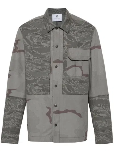 Shop Marine Serre Grey Camouflage Ripstop Overshirt For Men In Gray