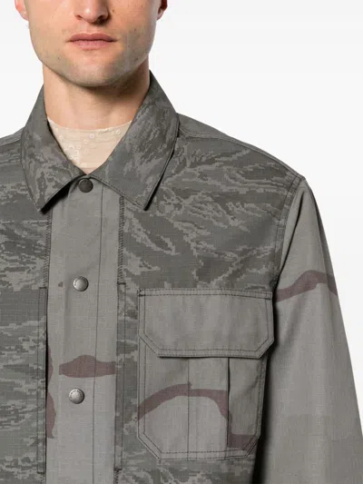 Shop Marine Serre Grey Camouflage Ripstop Overshirt For Men In Gray