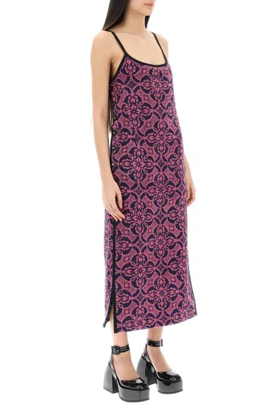 Shop Marine Serre Oriental Towel Print Midi Dress In Soft Cotton Terry In Pink