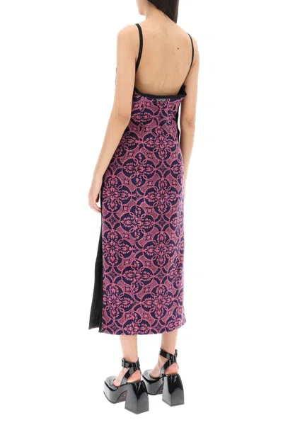 Shop Marine Serre Oriental Towel Print Midi Dress In Soft Cotton Terry In Pink