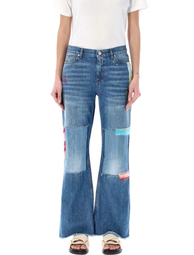 Shop Marni Bio Denim Mohair Patches Jeans In Blue_mix