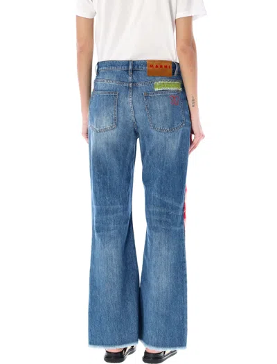 Shop Marni Bio Denim Mohair Patches Jeans In Blue_mix
