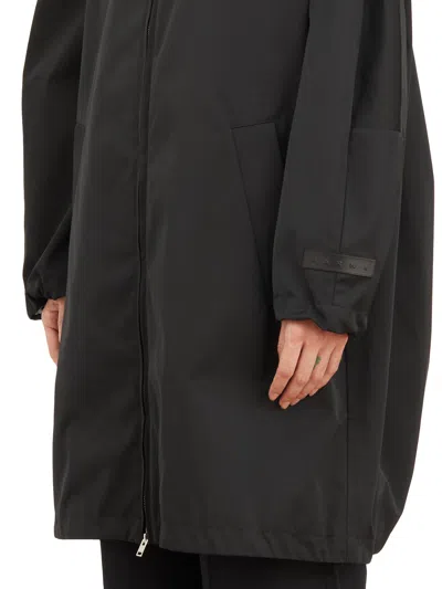 Shop Marni Black Parka Jacket With High Neck And Cinched Waist For Women