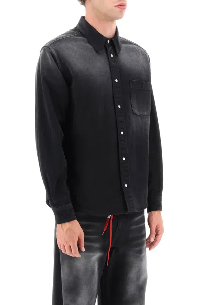 Shop Marni Black Washed Cotton Denim Slim-fit Shirt For Men